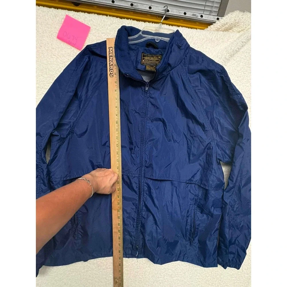 Eddie Bauer Mens XL Navy Blue Nylon Windbreaker Jacket Full Zip Mesh Lined XL